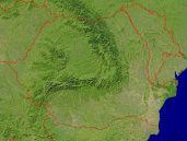 Rumania Satellite + Borders 1200x900